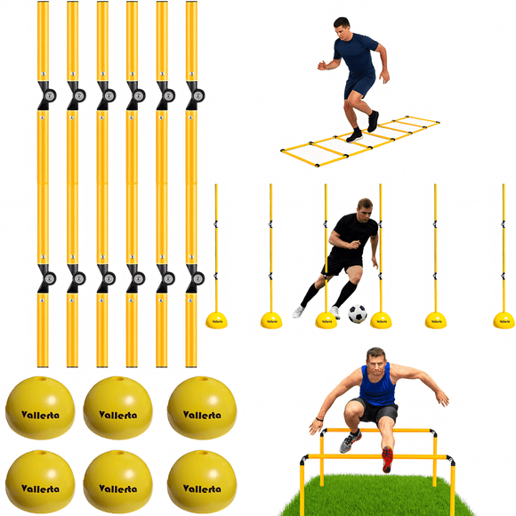 6 Pack 5FT Adjustable Soccer Agility Poles – Detachable Training Slalom Sticks for Speed, Footwork & Turf Drills