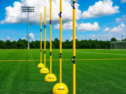 6 Pack 5FT Adjustable Soccer Agility Poles – Detachable Training Slalom Sticks for Speed, Footwork & Turf Drills