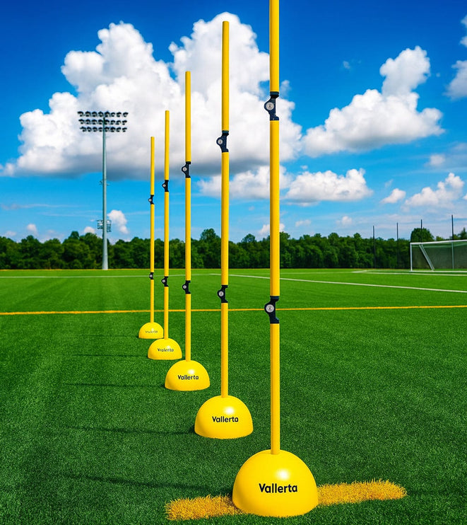 6 Pack 5FT Adjustable Soccer Agility Poles – Detachable Training Slalom Sticks for Speed, Footwork & Turf Drills