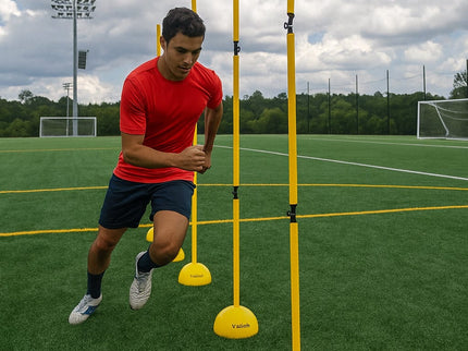 6 Pack 5FT Adjustable Soccer Agility Poles – Detachable Training Slalom Sticks for Speed, Footwork & Turf Drills