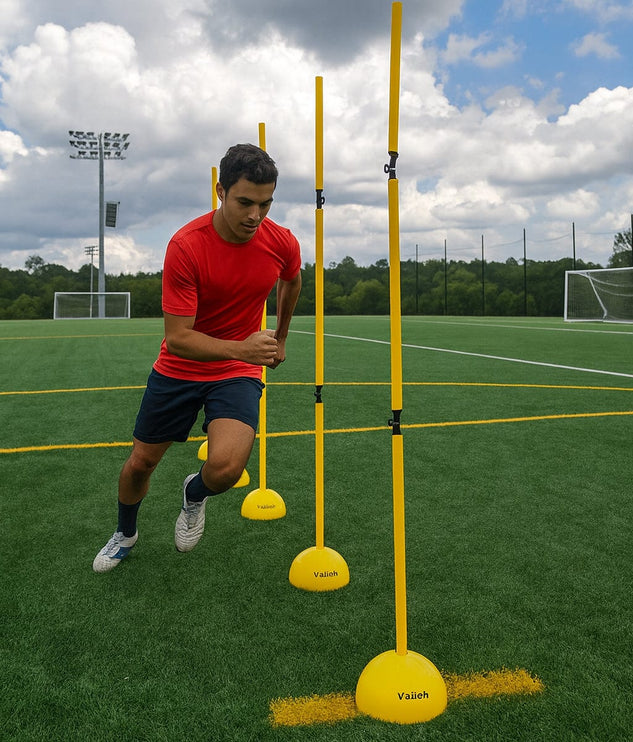 6 Pack 5FT Adjustable Soccer Agility Poles – Detachable Training Slalom Sticks for Speed, Footwork & Turf Drills