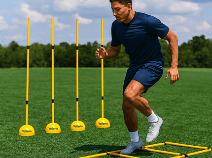 6 Pack 5FT Adjustable Soccer Agility Poles – Detachable Training Slalom Sticks for Speed, Footwork & Turf Drills