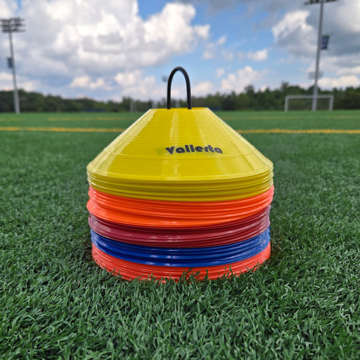 Pro Disc Cones Set of 50 - Agility Training Cones with Carry Holder – Sports Practice Equipment