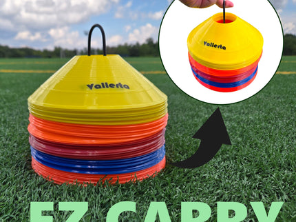 Pro Disc Cones Set of 50 - Agility Training Cones with Carry Holder – Sports Practice Equipment