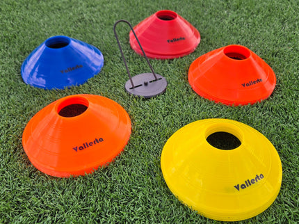 Pro Disc Cones Set of 50 - Agility Training Cones with Carry Holder – Sports Practice Equipment