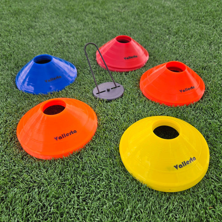 Pro Disc Cones Set of 50 - Agility Training Cones with Carry Holder – Sports Practice Equipment