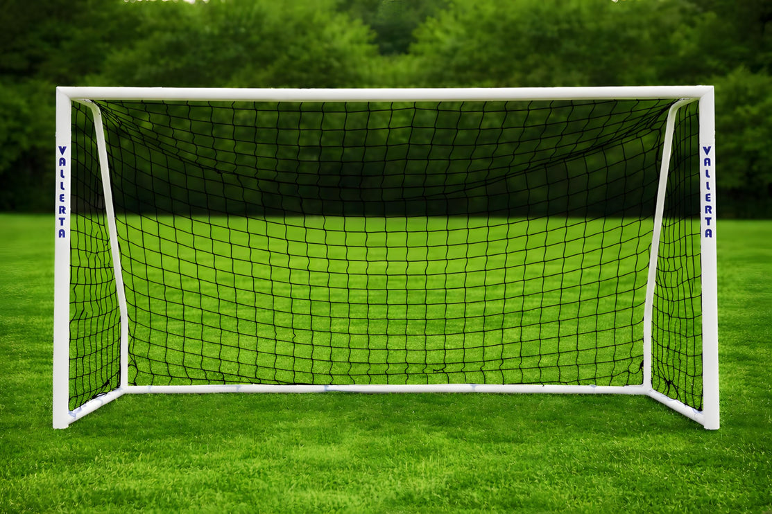 Vallerta - Folding Steel Soccer Goal, Flat Fold Frame, HDPE  Quick Clip Net, All Weather