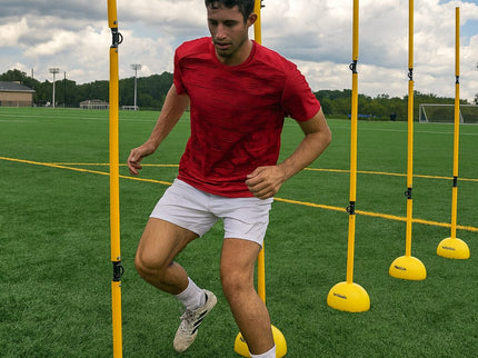 6 Pack 5FT Adjustable Soccer Agility Poles – Detachable Training Slalom Sticks for Speed, Footwork & Turf Drills