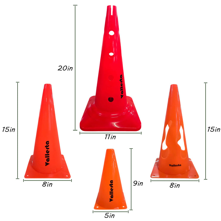 Vallerta Training Cones – 9in / 15in / 20in Agility Marker Cones